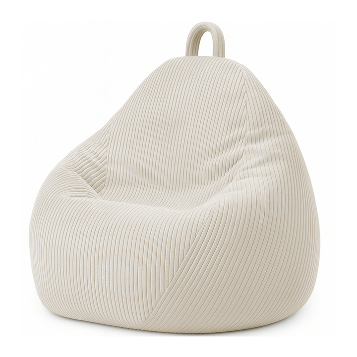 Pouf poire déhoussable en velours côtelé, forme poire rembourrée avec poignée