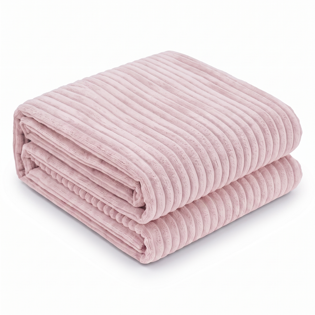 Housse de pouf XXL en velours côtelé rose pâle, 110×100 cm.