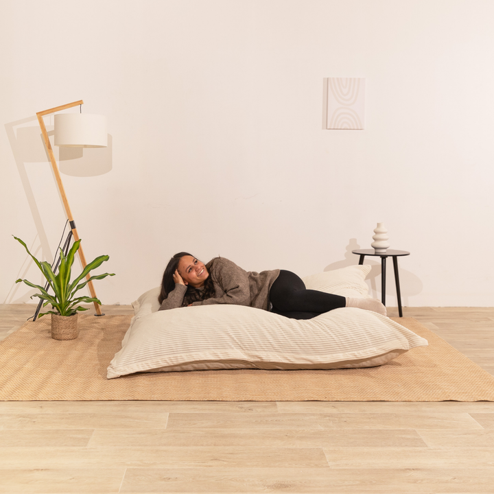 Puf de terciopelo acanalado desenfundable - 140x180 cm