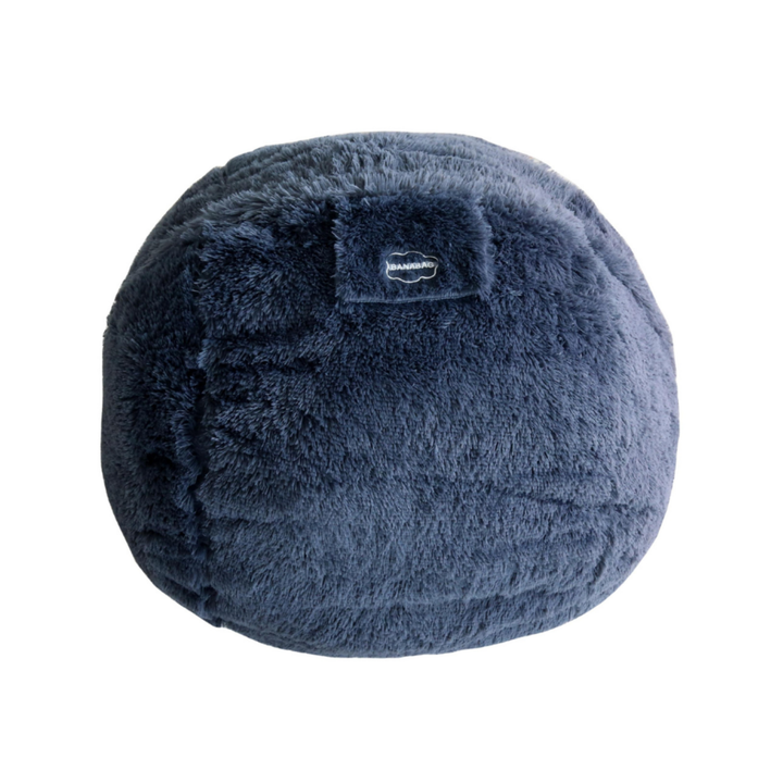 Pouf géant Bananair en fourrure grise, forme ronde