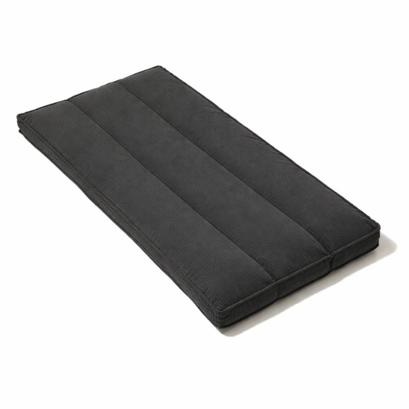 Futon déhoussable gris foncé, housse à velours côtelé, format 90 x 190