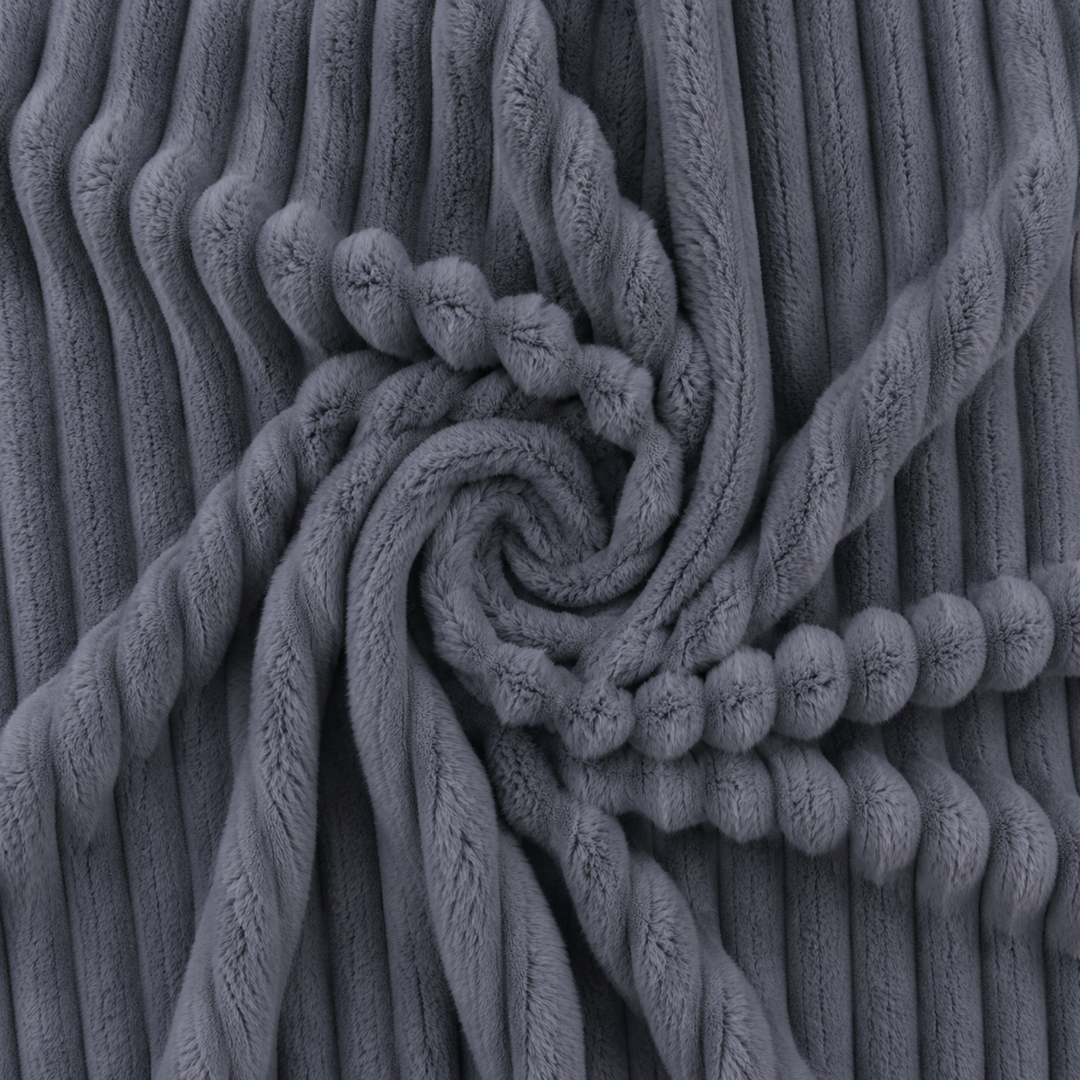Housse de pouf poire fourrure côtelée, gros plan sur la texture du tissu côtelé