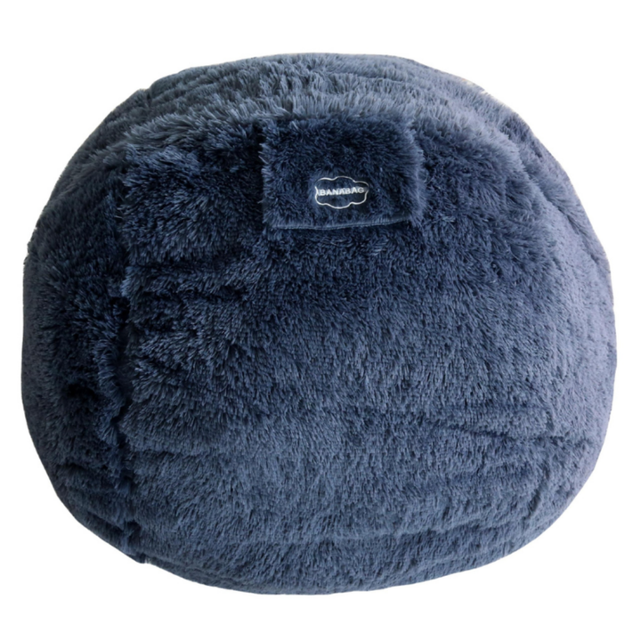 Pouf géant Bananair en fourrure grise, forme ronde