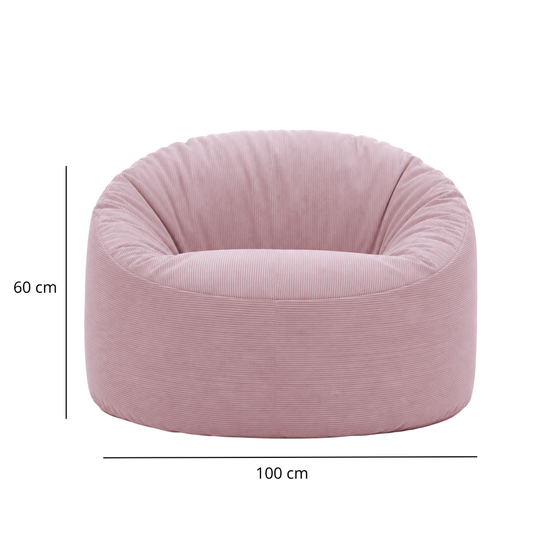 Pouf rond en velours côtelé avec dimensions 100 cm, 60 cm de haut