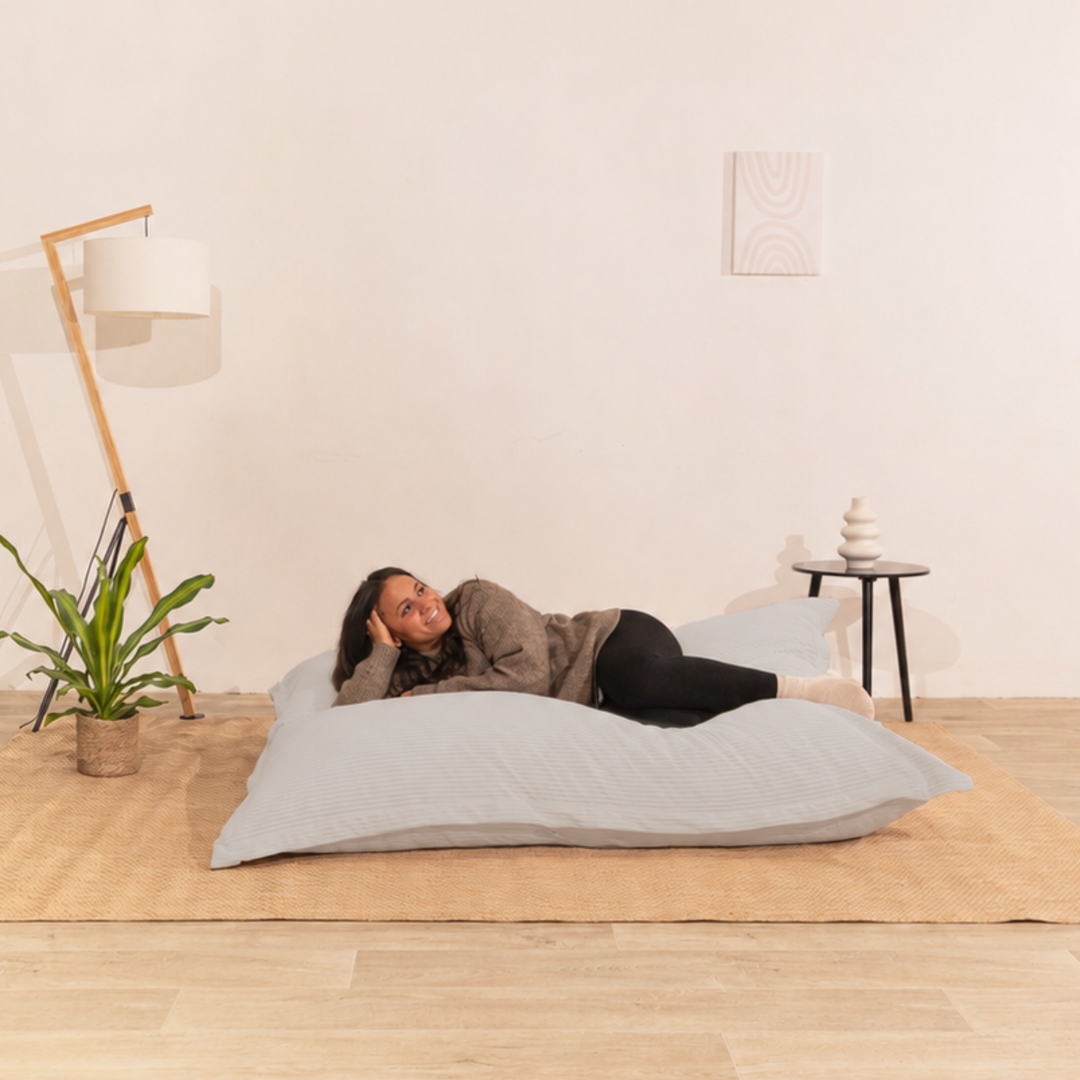 Puf de terciopelo acanalado desenfundable - 140x180 cm