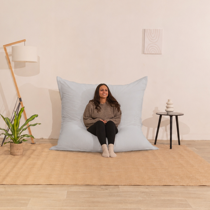 Puf de terciopelo acanalado desenfundable - 140x180 cm
