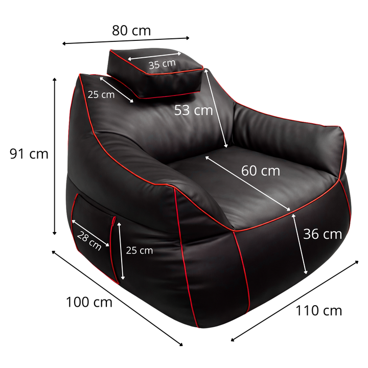 Puf gaming de piel sintética - 100x110 cm