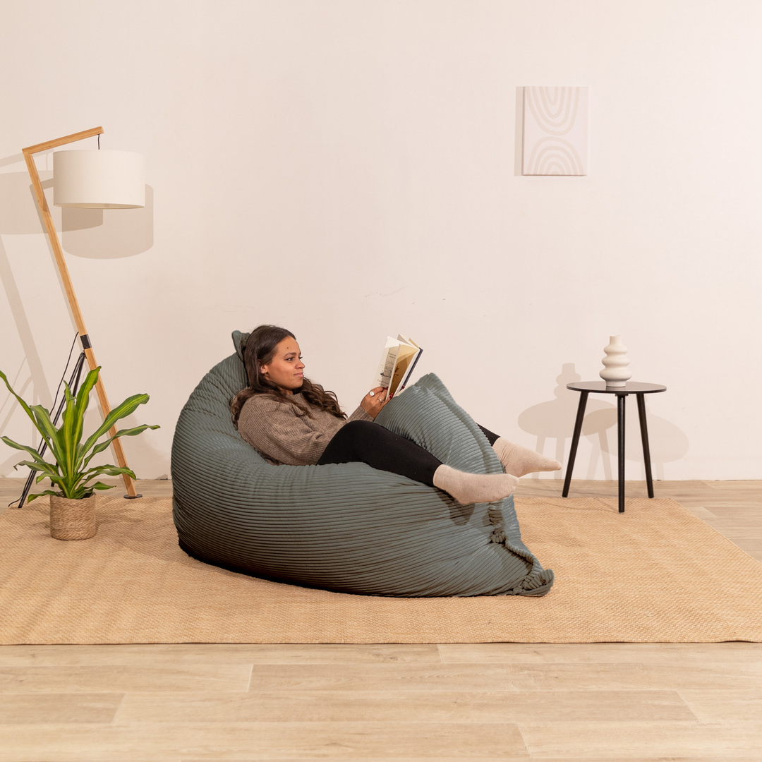 Puf de terciopelo acanalado desenfundable - 140x180 cm