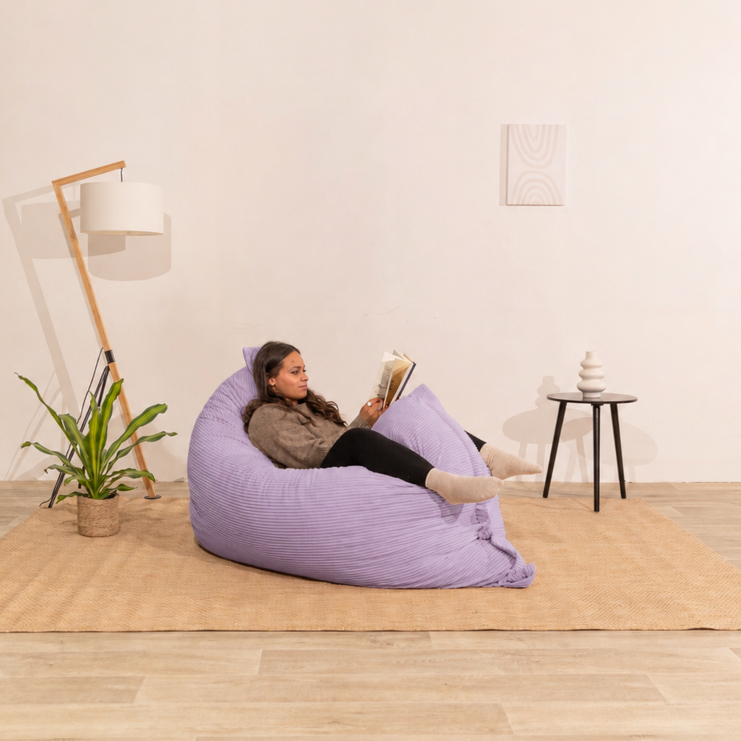 Puf de terciopelo acanalado desenfundable - 140x180 cm