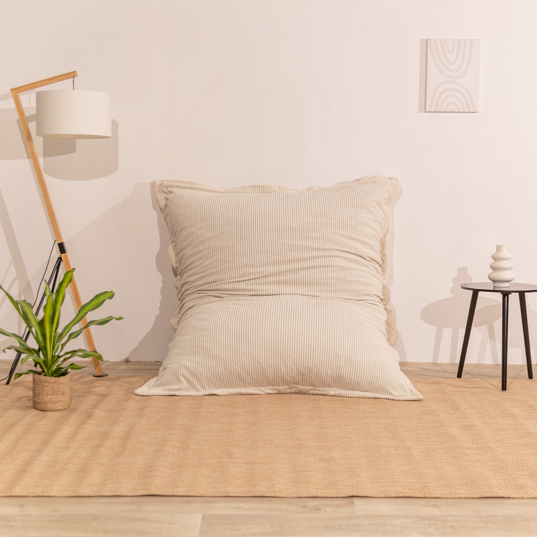 Puf de terciopelo acanalado desenfundable - 140x180 cm