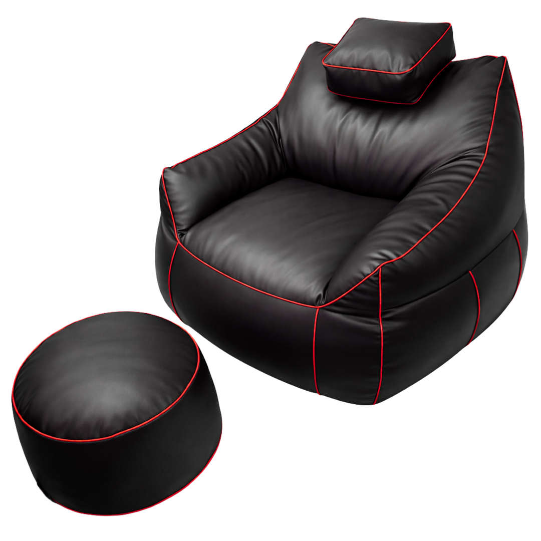 Puf gaming de piel sintética - 100x110 cm + Reposapiés