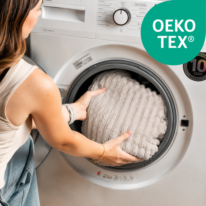 Housse de module central beige en fourrure côtelée dans lave-linge, OEKO TEX®