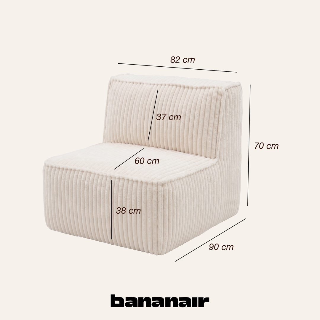 Módulo central desenfundable - Para sofá modular - Terciopelo acanalado - 90x82 cm
