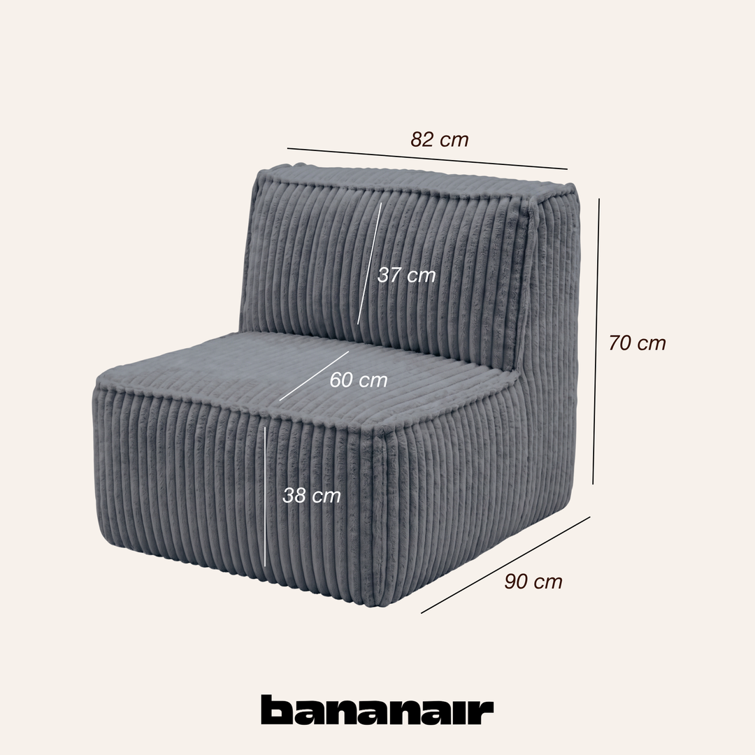 Módulo central desenfundable - Para sofá modular - Terciopelo acanalado - 90x82 cm