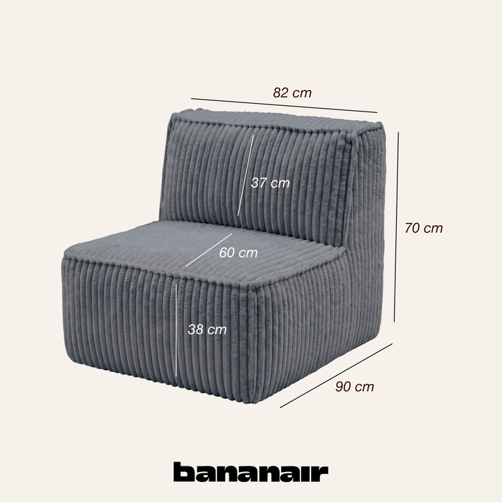 Módulo central desenfundable - Para sofá modular - Terciopelo acanalado - 90x82 cm