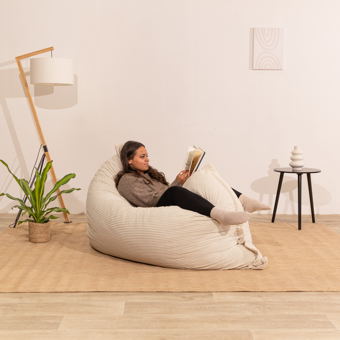 Puf de terciopelo acanalado desenfundable - 140x180 cm