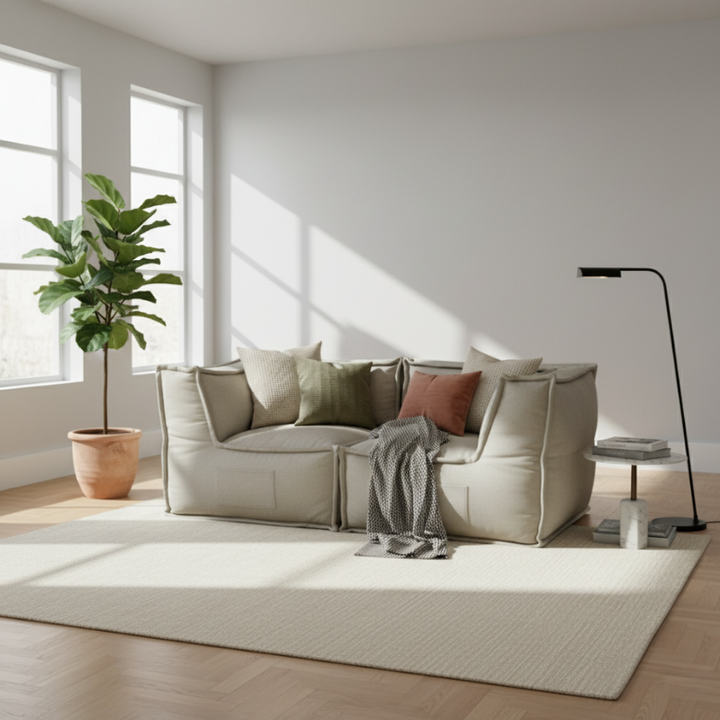 Sofá Modular de 2 Plazas - Efecto Lino - 90x180 Cm
