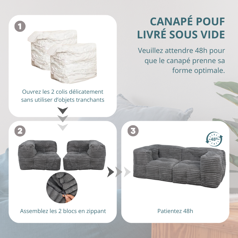 Sofá Modular de Pana - 90x180 cm