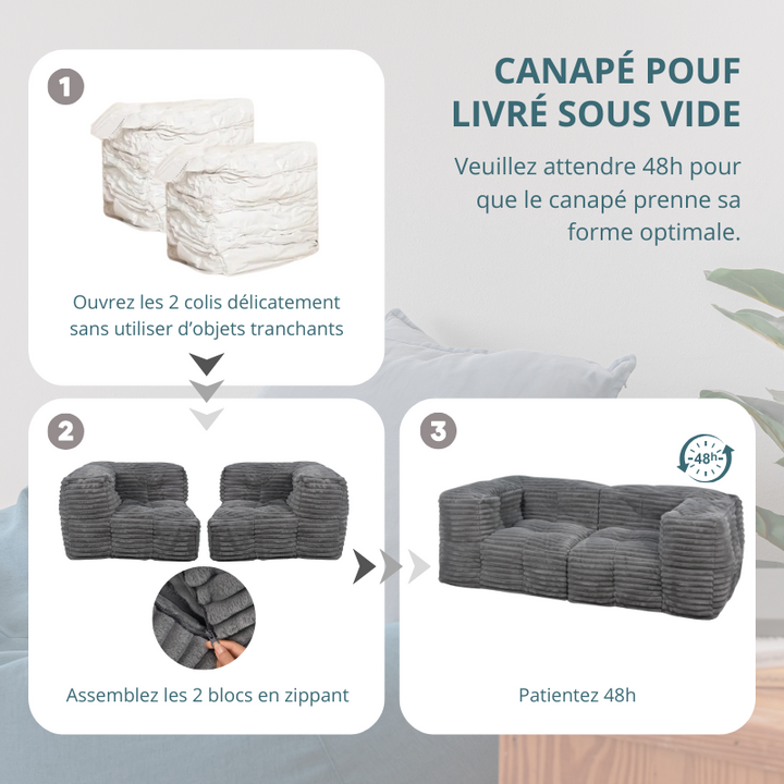 Sofá Modular de Pana - 90x180 cm