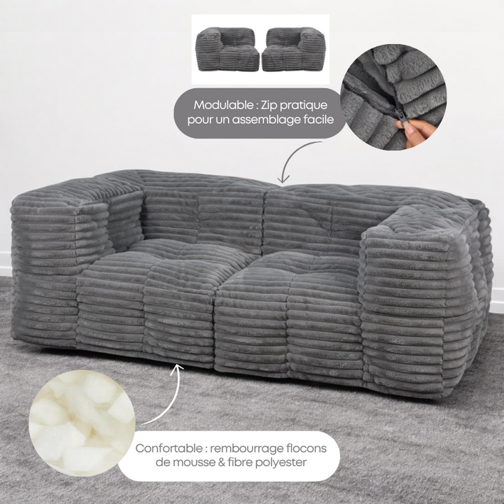 Sofá Modular de Pana - 90x180 cm