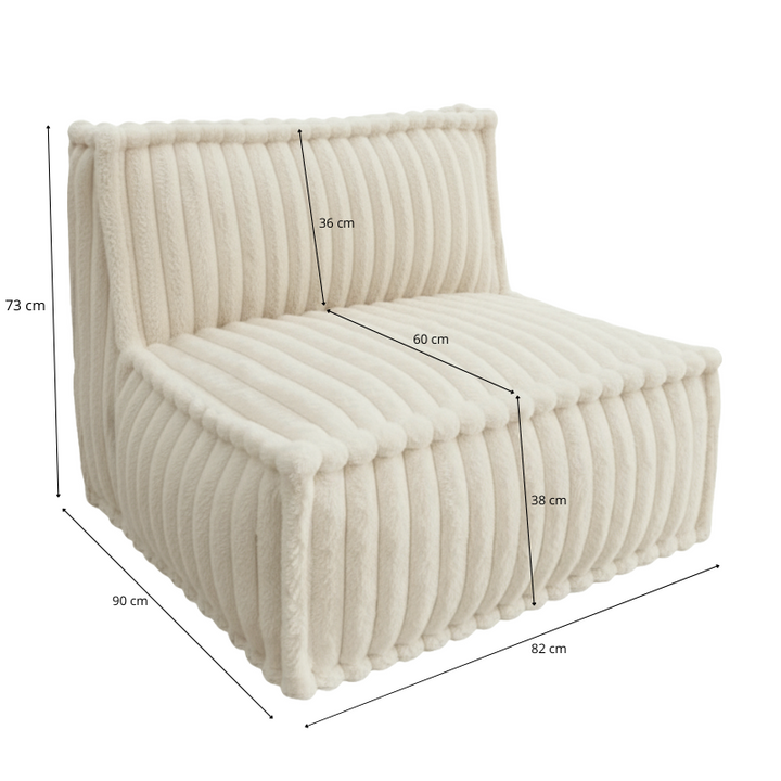 Módulo central para sofá modular - Piel sintética acanalada - 90x82 cm
