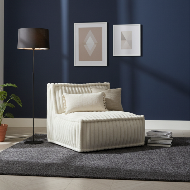 Módulo central para sofá modular - Piel sintética acanalada - 90x82 cm