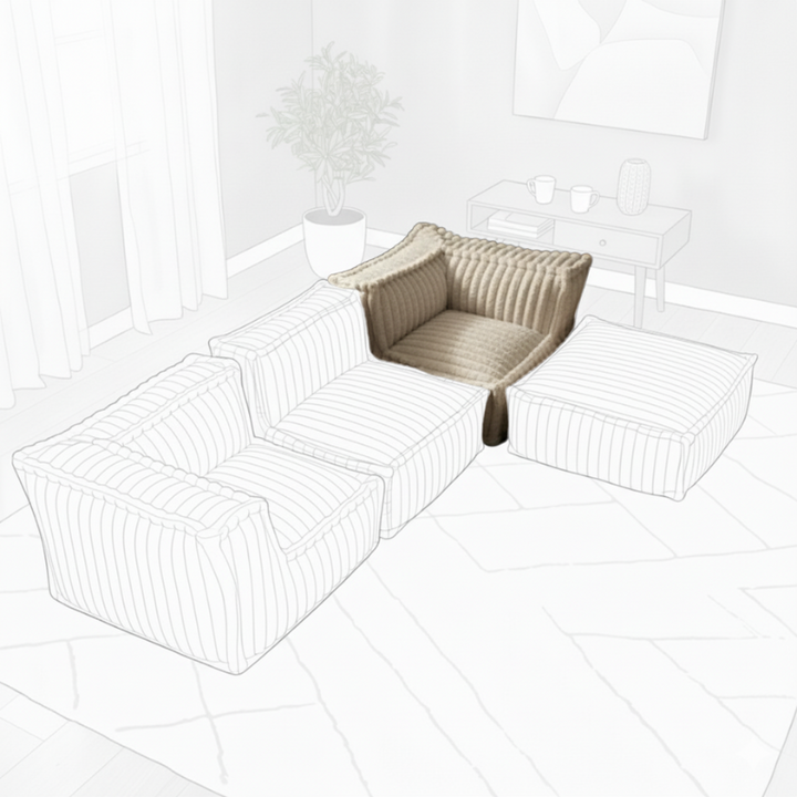Módulo de esquina para sofá modular - Pana acanalada - 90x90 cm