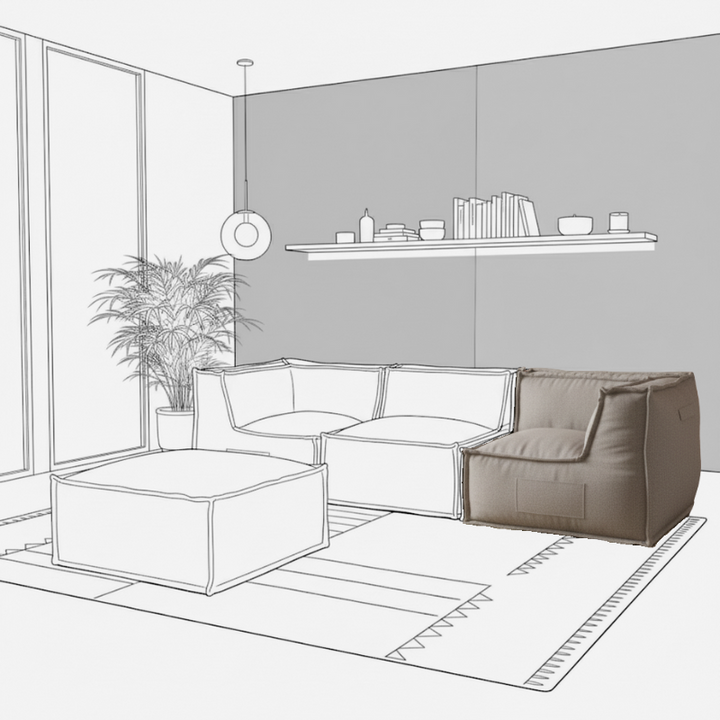 Módulo de esquina reversible para sofá modular - Efecto lino - 90x90 cm