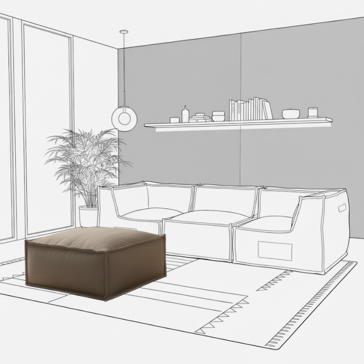 Puf diván para sofá modular - Efecto lino - 80x60x38 cm
