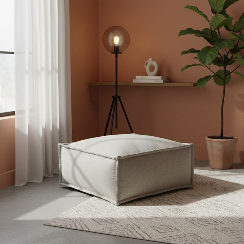 Puf diván para sofá modular - Efecto lino - 80x60x38 cm