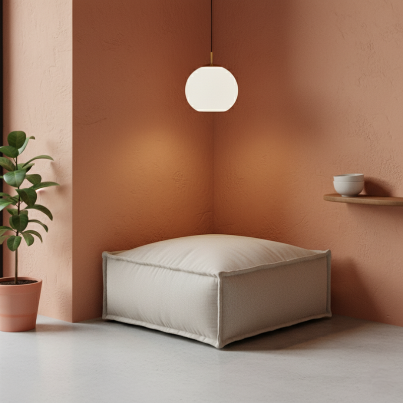 Puf diván para sofá modular - Efecto lino - 80x60x38 cm